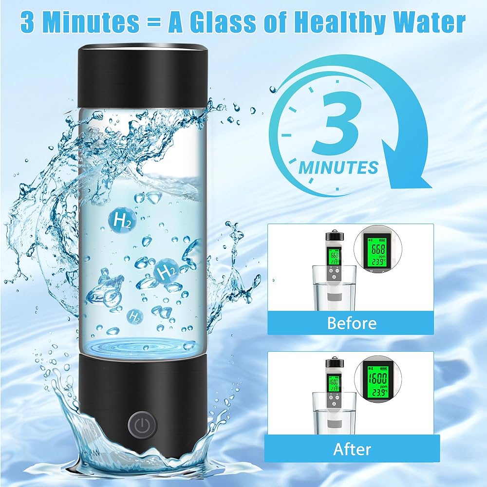Hydrogen Water Generator Bottles, Portable Hydrogenated Water Bottle with SPE PEM Technology
