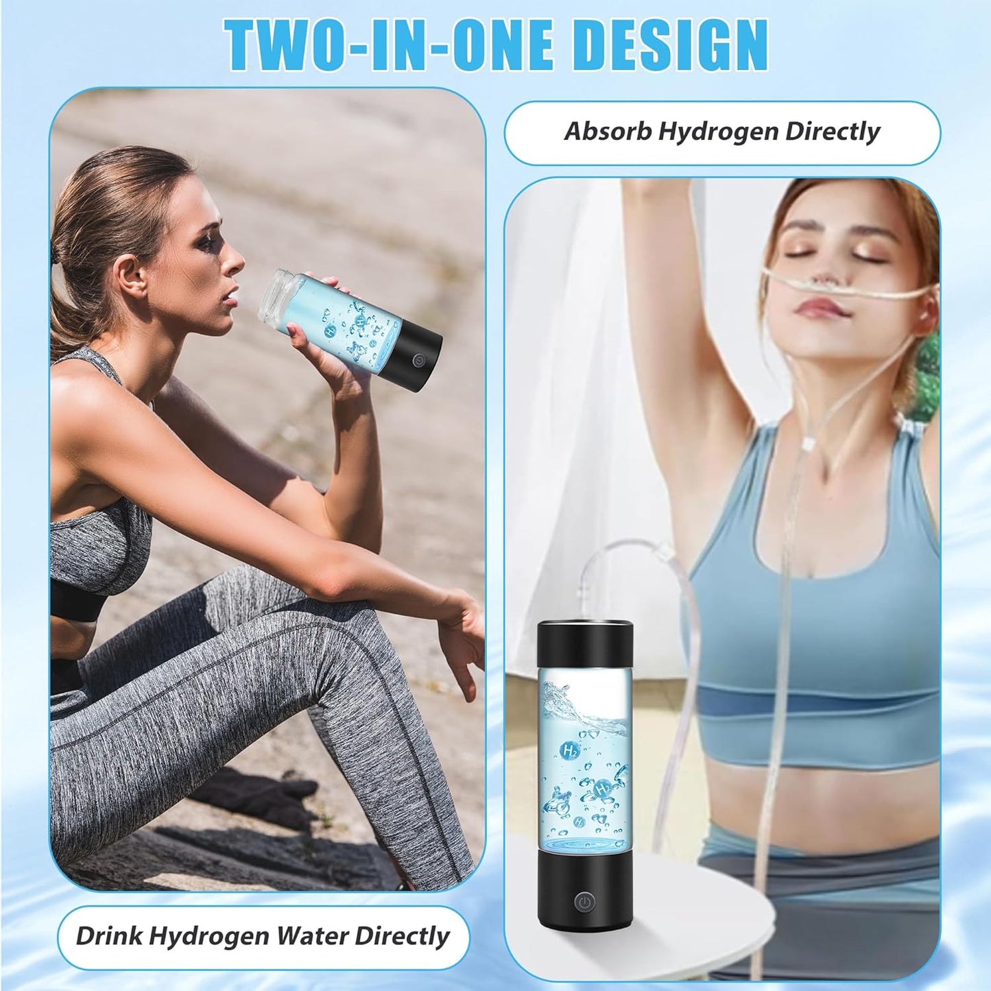 Hydrogen Water Generator Bottles, Portable Hydrogenated Water Bottle with SPE PEM Technology