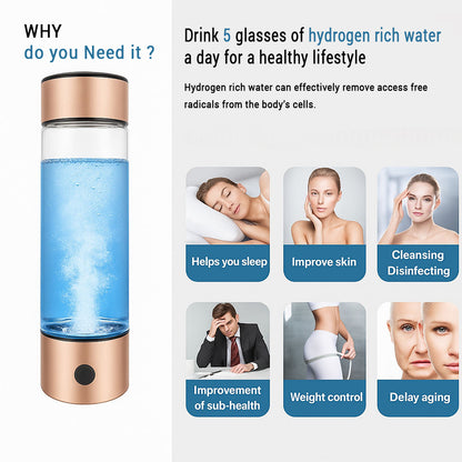 Hydrogen Water Generator Bottles, Portable Hydrogenated Water Bottle with SPE PEM Technology